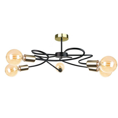 Luminosa Lighting Luminosa Fiore Multi Arm Semi Flush Ceiling Light Black60Cm5X E27 from B&Q