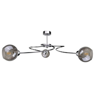 Luminosa Lighting Luminosa Blom Multi Arm Semi Flush Ceiling Light Silver65Cm3X E27 from B&Q