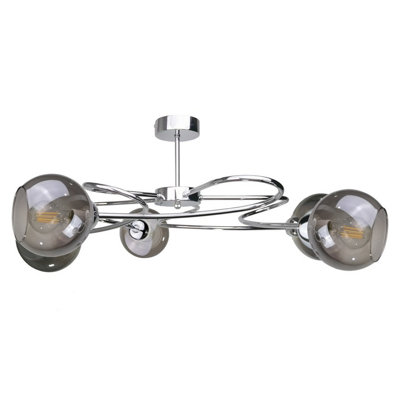 Luminosa Lighting Luminosa Blom Multi Arm Semi Flush Ceiling Light Silver65Cm5X E27 from B&Q