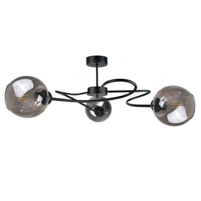 Luminosa Lighting Luminosa Blom Multi Arm Semi Flush Ceiling Light Black65Cm3X E27 from B&Q