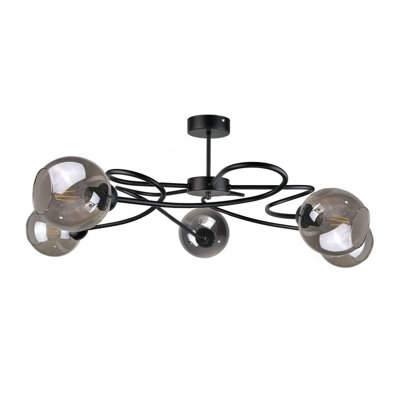Luminosa Lighting Luminosa Blom Multi Arm Semi Flush Ceiling Light Black65Cm5X E27 from B&Q