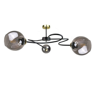 Luminosa Lighting Luminosa Blom Multi Arm Semi Flush Ceiling Light Black65Cm3X E27 from B&Q