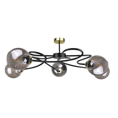 Luminosa Lighting Luminosa Blom Multi Arm Semi Flush Ceiling Light Black65Cm5X E27 from B&Q