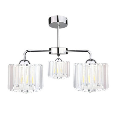 Luminosa Lighting Luminosa Deco Multi Arm Semi Flush Ceiling Light Silver40Cm3X E27 from B&Q