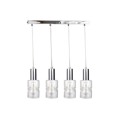 Luminosa Lighting Luminosa Cross Bar Pendant Ceiling Light Silver60Cm4X E27 from B&Q