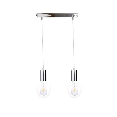 Luminosa Lighting Luminosa Verre Bar Pendant Ceiling Light Silver50Cm2X E27 from B&Q