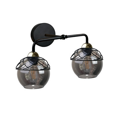 Luminosa Lighting Luminosa Mera Dome Wall Lamp Black23Cm2X E27 from B&Q