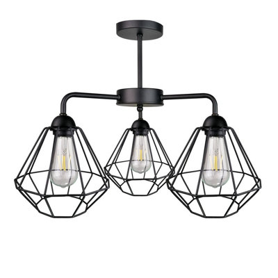 Luminosa Lighting Luminosa Foskal Semi Flush Light Black44Cm3X E27 from B&Q