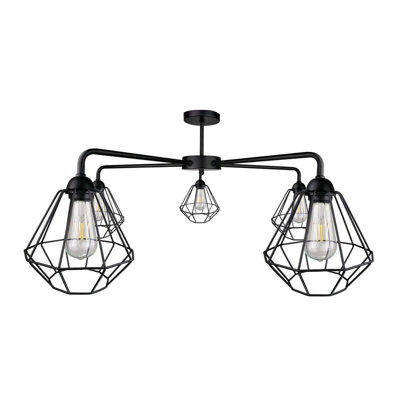 Luminosa Lighting Luminosa Foskal Semi Flush Light Black70Cm5X E27 from B&Q