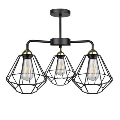 Luminosa Lighting Luminosa Foskal Semi Flush Light Black44Cm3X E27 from B&Q