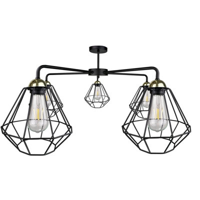 Luminosa Lighting Luminosa Foskal Semi Flush Light Black70Cm5X E27 from B&Q