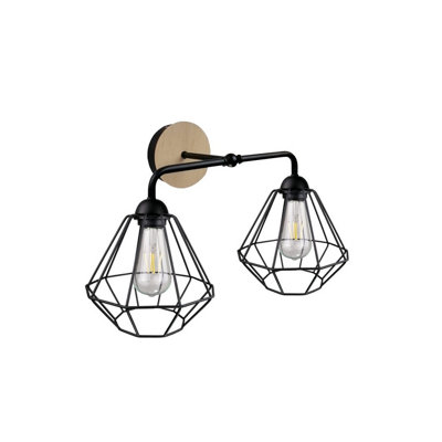 Luminosa Lighting Luminosa Foskal Wall Lamp BlackWood24Cm2X E27 from B&Q