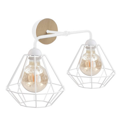 Luminosa Lighting Luminosa Foskal Wall Lamp WhiteWood24Cm2X E27 from B&Q