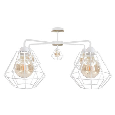 Luminosa Lighting Luminosa Foskal Semi Flush Light WhiteWood70Cm5X E27 from B&Q