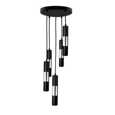 Luminosa Lighting Luminosa Magnum Cluster Pendant Ceiling Light BlackSilver30Cm5X Gu10 from B&Q