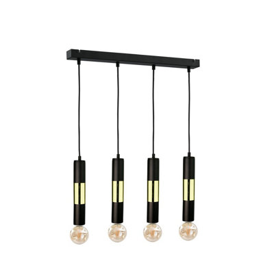 Luminosa Lighting Luminosa Magnum Bar Pendant Ceiling Light BlackGold60Cm4X E27 from B&Q