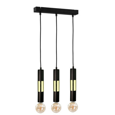 Luminosa Lighting Luminosa Magnum Bar Pendant Ceiling Light BlackGold50Cm3X E27 from B&Q