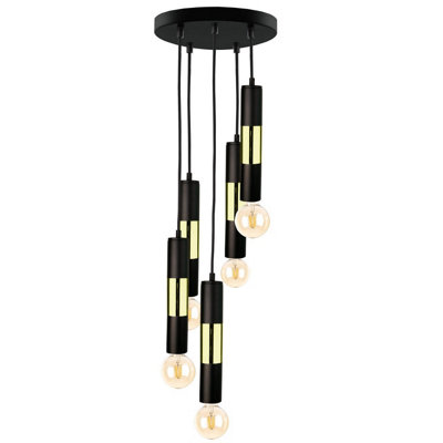 Luminosa Lighting Luminosa Magnum Cluster Pendant Ceiling Light BlackGold30Cm5X E27 from B&Q