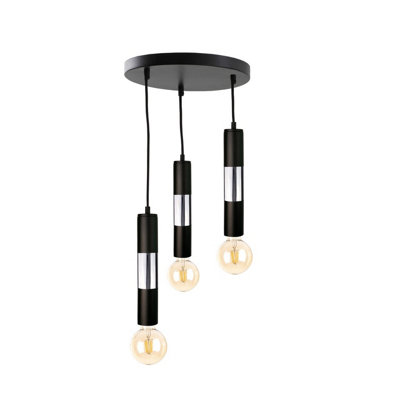 Luminosa Lighting Luminosa Magnum Cluster Pendant Ceiling Light BlackSilver30Cm3X E27 from B&Q
