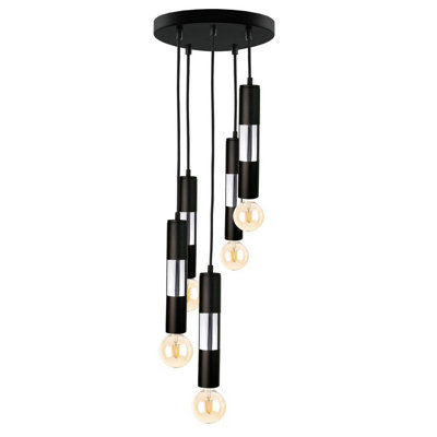 Luminosa Lighting Luminosa Magnum Cluster Pendant Ceiling Light BlackSilver30Cm5X E27 from B&Q