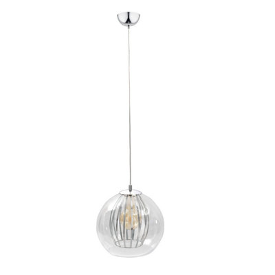 Luminosa Lighting Luminosa Glamour Dome Pendant Ceiling Light Silver30Cm1X E27 from B&Q