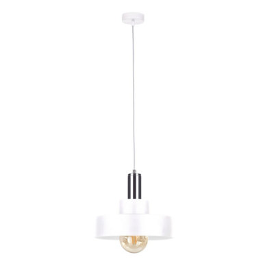 Luminosa Lighting Luminosa Giza Dome Pendant Ceiling Light WhiteSilver30Cm1X E27 from B&Q