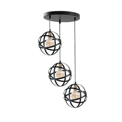 Luminosa Lighting Luminosa Pola Cluster Pendant Ceiling Light BlackGold35Cm3X E27 from B&Q