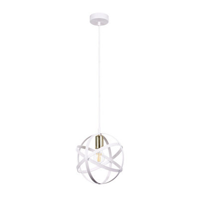 Luminosa Lighting Luminosa Pola Spherical Pendant Ceiling Light WhiteGold30Cm1X E27 from B&Q
