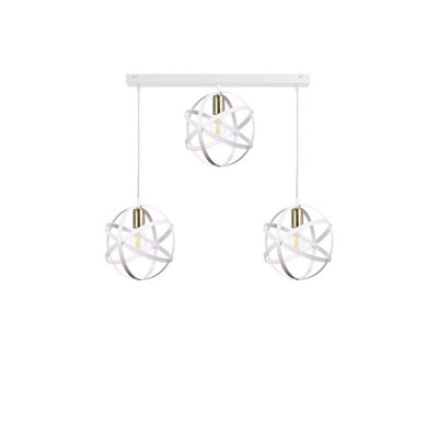 Luminosa Lighting Luminosa Pola Bar Pendant Ceiling Light WhiteGold65Cm3X E27 from B&Q