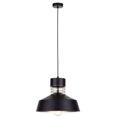 Luminosa Lighting Luminosa Titanium Dome Pendant Ceiling Light GoldBlack34Cm1X E27 from B&Q