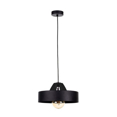 Luminosa Lighting Luminosa Bossi Dome Pendant Ceiling Light WoodBlack30Cm1X E27 from B&Q