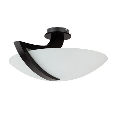 Luminosa Lighting Luminosa Vinci Bowl Semi Flush Ceiling Light Black54Cm3X E14 from B&Q