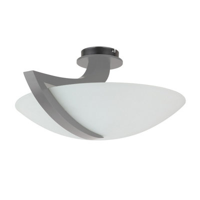 Luminosa Lighting Luminosa Vinci Bowl Semi Flush Ceiling Light Grey54Cm3X E14 from B&Q