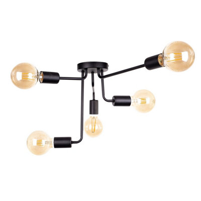 Luminosa Lighting Luminosa Nixon Multi Arm Semi Flush Ceiling Light Black50Cm5X E27 from B&Q