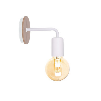 Luminosa Lighting Luminosa Nixon Wall Lamp WoodWhite16Cm1X E27 from B&Q