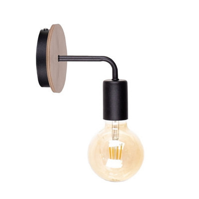 Luminosa Lighting Luminosa Nixon Wall Lamp WoodBlack16Cm1X E27 from B&Q