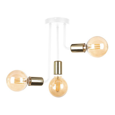 Luminosa Lighting Luminosa Megan Multi Arm Semi Flush Ceiling Light WhiteGold25Cm3X E27 from B&Q