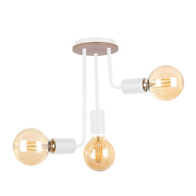Luminosa Lighting Luminosa Megan Multi Arm Semi Flush Ceiling Light WoodWhite25Cm3X E27 from B&Q