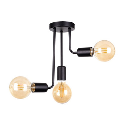 Luminosa Lighting Luminosa Megan Multi Arm Semi Flush Ceiling Light Black25Cm3X E27 from B&Q