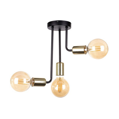 Luminosa Lighting Luminosa Megan Multi Arm Semi Flush Ceiling Light BlackGold25Cm3X E27 from B&Q