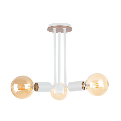 Luminosa Lighting Luminosa Venna Multi Arm Semi Flush Ceiling Light WoodWhite25Cm3X E27 from B&Q