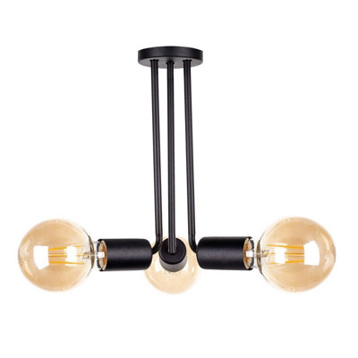 B&Q -  Luminosa Venna Multi Arm Semi Flush Ceiling Light Black25Cm3X E27