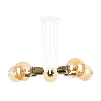 Luminosa Lighting Luminosa Venna Multi Arm Semi Flush Ceiling Light WhiteGold30Cm5X E27 from B&Q