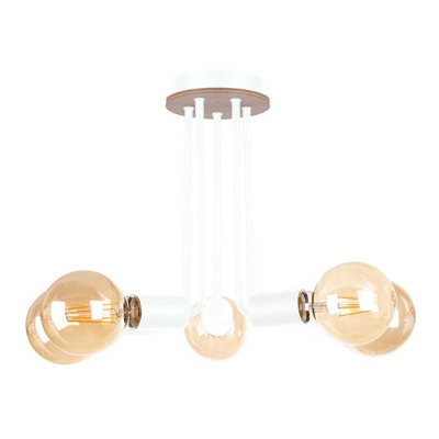 Luminosa Lighting Luminosa Venna Multi Arm Semi Flush Ceiling Light WoodWhite30Cm5X E27 from B&Q