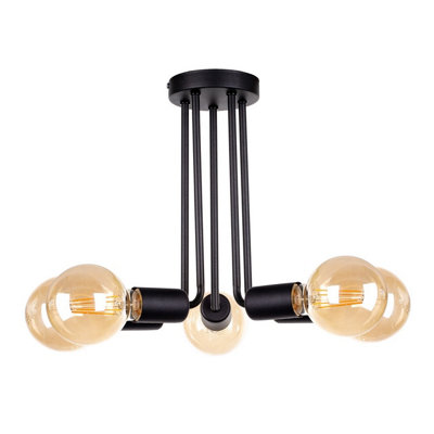 Luminosa Lighting Luminosa Venna Multi Arm Semi Flush Ceiling Light Black30Cm5X E27 from B&Q