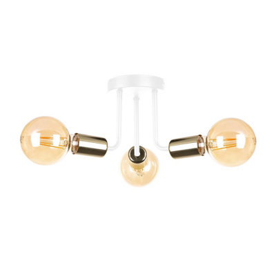 Luminosa Lighting Luminosa Luna Multi Arm Semi Flush Ceiling Light WhiteGold25Cm3X E27 from B&Q