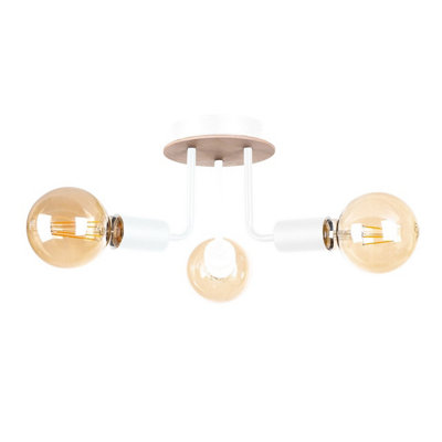 Luminosa Lighting Luminosa Luna Multi Arm Semi Flush Ceiling Light WoodWhite25Cm3X E27 from B&Q