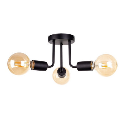 Luminosa Lighting Luminosa Luna Multi Arm Semi Flush Ceiling Light Black25Cm3X E27 from B&Q