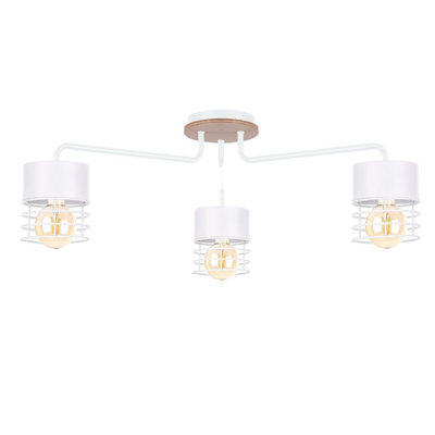 Luminosa Lighting Luminosa Casa Multi Arm Semi Flush Ceiling Light WhiteWood70Cm3X E27 from B&Q