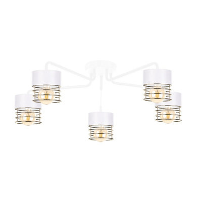 Luminosa Lighting Luminosa Royal Multi Arm Semi Flush Ceiling Light WhiteGold70Cm5X E27 from B&Q